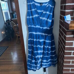 Argee Eyelet Blue Tie-Dye midi Sleeveless Dress